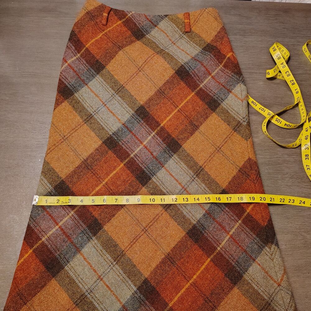Ralph Lauren Wool Plaid Midi Skirt Size 4 Fall Bias Cut Vintage Style - Picture 7 of 16